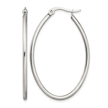 Stainless Steel 30mm Diameter Oval Hoop Earrings - Birthstone Company