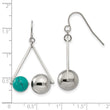 Stainless Steel Polished Triangle w/Imit.Turquoise Beads Earrings