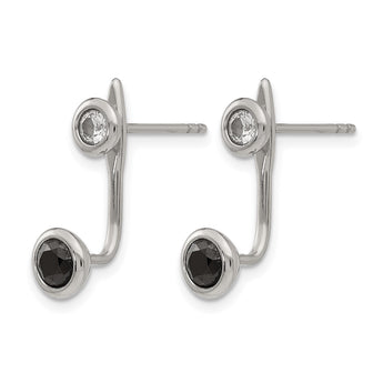 Stainless Steel Polished Black and White CZ Post Earrings - Birthstone Company