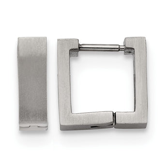 Stainless Steel Brushed Square Hoop Earrings - Birthstone Company