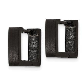 Chisel Stainless Steel Brushed Black IP-plated 4mm Square Hoop Earrings