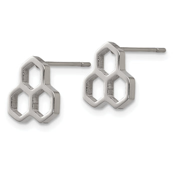 Stainless Steel Polished Honeycomb Post Earrings