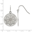Stainless Steel Polished Cut-out Flower Shepherd Hook Earrings - Birthstone Company