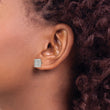 Stainless Steel Polished with 1/4ct. Diamond Square Post Earrings