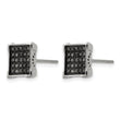 Stainless Steel Polished Square Black Diamond Cluster Button Earrings - Birthstone Company