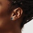 Stainless Steel Polished Square Black Diamond Cluster Button Earrings - Birthstone Company