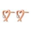 Stainless Steel Polished Rose IP-plated w/Crystal Heart Post Earrings - Birthstone Company