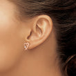 Stainless Steel Polished Rose IP-plated w/Crystal Heart Post Earrings - Birthstone Company