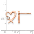 Stainless Steel Polished Rose IP-plated w/Crystal Heart Post Earrings - Birthstone Company