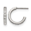 Stainless Steel Polished with CZ Post Hoop Earrings - Birthstone Company
