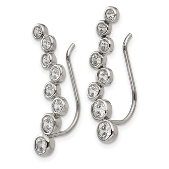Stainless Steel Polished with CZ Ear Climbers