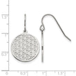 Stainless Steel Polished Flower Cut-out Shepherd Hook Earrings - Birthstone Company