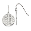 Chisel Stainless Steel Polished Flower Cut-out Dangle Shepherd Hook Earrings