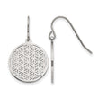 Stainless Steel Polished Flower Cut-out Shepherd Hook Earrings - Birthstone Company