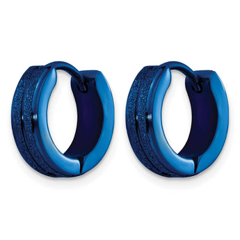 Stainless Steel Blue IP-Plated Laser cut Hinged Hoop Earrings - Birthstone Company