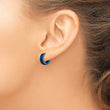 Stainless Steel Blue IP-Plated Laser cut Hinged Hoop Earrings - Birthstone Company