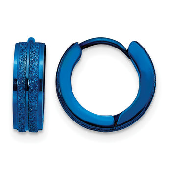Stainless Steel Blue IP-Plated Laser cut Hinged Hoop Earrings - Birthstone Company