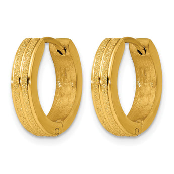 Stainless Steel Yellow IP-plated Laser cut Hinged Hoop Earrings - Birthstone Company