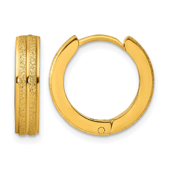 Stainless Steel Yellow IP-plated Laser cut Hinged Hoop Earrings - Birthstone Company