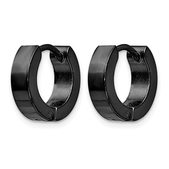 Stainless Steel Black IP-Plated Hinged Hoop Earrings - Birthstone Company