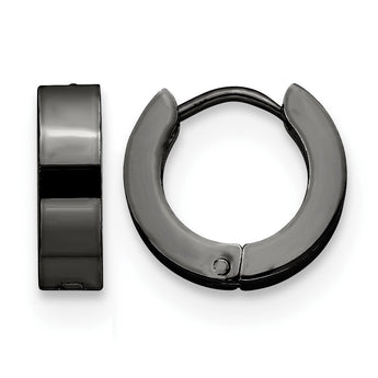 Stainless Steel Black IP-Plated Hinged Hoop Earrings - Birthstone Company