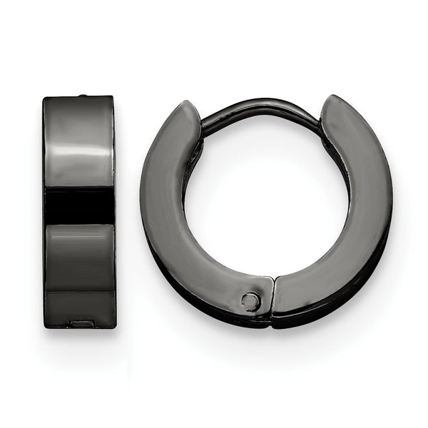 Stainless Steel Black IP-Plated Hinged Hoop Earrings - Birthstone Company