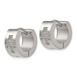Chisel Stainless Steel Polished with CZ Cross 7mm Hinged Hoop Earrings