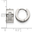 Stainless Steel CZ Cross Hinged Hoop Earrings - Birthstone Company