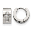 Stainless Steel CZ Cross Hinged Hoop Earrings - Birthstone Company