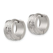Chisel Stainless Steel Polished and Textured 6mm Hinged Hoop Earrings