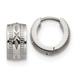 Chisel Stainless Steel Polished and Textured 6mm Hinged Hoop Earrings