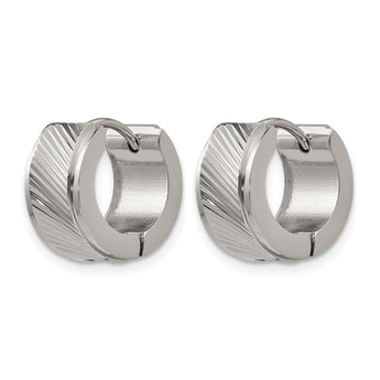 Stainless Steel Patterned Hinged Hoop Earrings - Birthstone Company