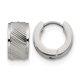 Stainless Steel Patterned Hinged Hoop Earrings - Birthstone Company