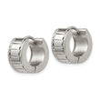 Chisel Stainless Steel Polished and Textured 5mm Hinged Hoop Earrings