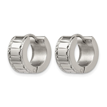 Stainless Steel Patterned Hinged Hoop Earrings - Birthstone Company