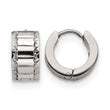 Stainless Steel Patterned Hinged Hoop Earrings - Birthstone Company