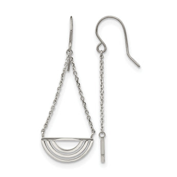 Stainless Steel Polished Dangle Shepherd Hook Earrings - Birthstone Company