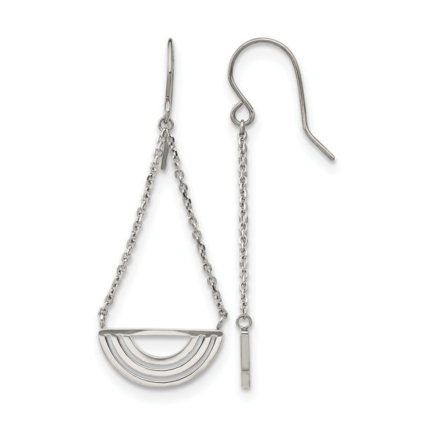 Stainless Steel Polished Dangle Shepherd Hook Earrings - Birthstone Company
