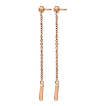Stainless Steel Polished Rose IP-plated Post Dangle Earrings - Birthstone Company