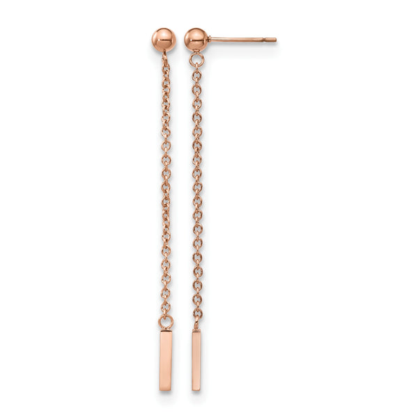 Stainless Steel Polished Rose IP-plated Post Dangle Earrings - Birthstone Company