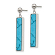 Stainless Steel Polished w/Reconstructed Howlite Post Dangle Earrings