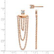 Stainless Steel Polished Rose IP-plated CZ Post w/ Jacket Earrings