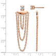 Stainless Steel Polished Rose IP-plated CZ Post w/ Jacket Earrings - Birthstone Company