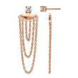 Stainless Steel Polished Rose IP-plated CZ Post w/ Jacket Earrings - Birthstone Company