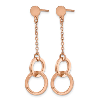Stainless Steel Polished Rose IP-plated Post Dangle Earrings - Birthstone Company