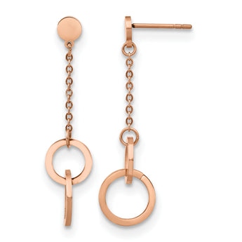 Stainless Steel Polished Rose IP-plated Post Dangle Earrings - Birthstone Company