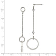 Stainless Steel Polished Circle Post Dangle Earrings