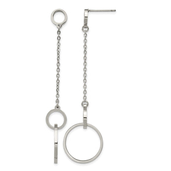 Stainless Steel Polished Circle Post Dangle Earrings - Birthstone Company