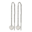 Stainless Steel Polished Threader Heart Dangle Earrings - Birthstone Company