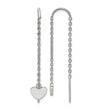 Stainless Steel Polished Threader Heart Dangle Earrings - Birthstone Company